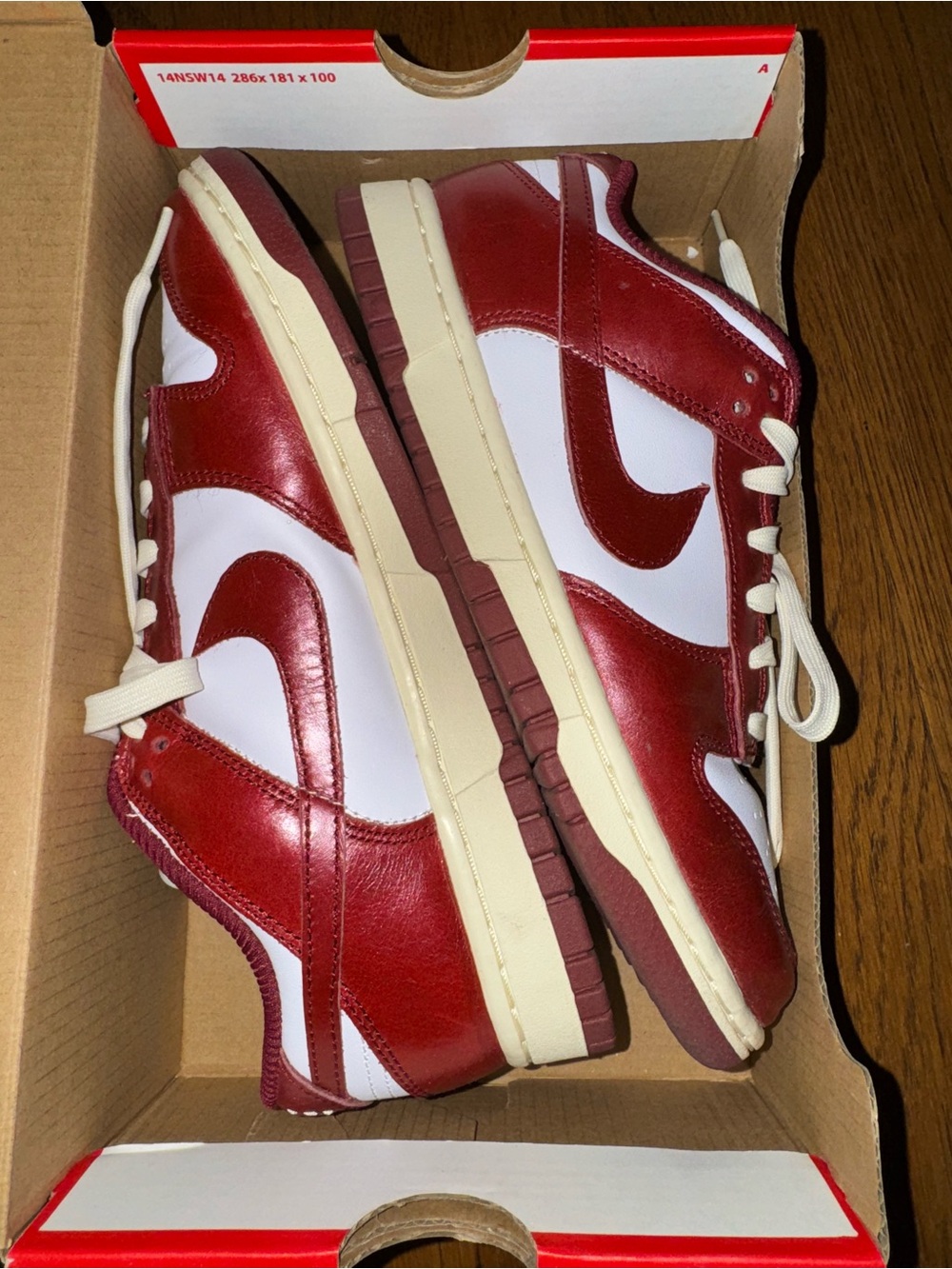 Nike Maroon and White Sneaker Interior Dunks